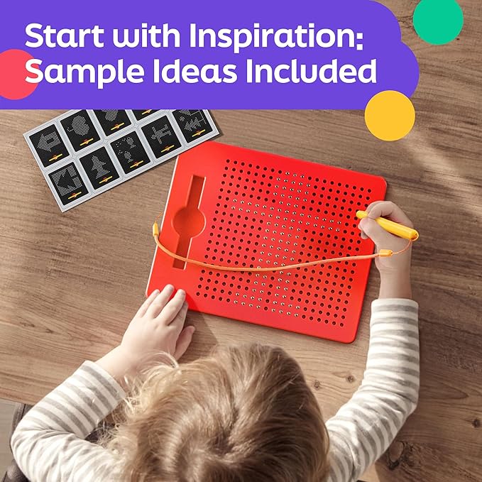 Magnetic Drawing Board for Kids & Toddlers with Beads and Magnet Stylus Pen - Magnetic Tablet Toy for Airplane & Car Ride Activities for Kids