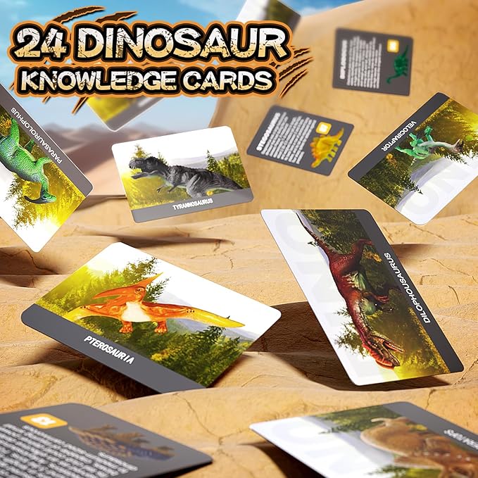 24 Dinosaur Eggs Dig Kit Toys for Kids, Surprise Dinosaur Eggs Excavation Kit with Magnifier, Science STEM Birthday Party Favors Easter Gifts for Boys Girls Age 3 4 5 6 7 8 9 10 + Years Old