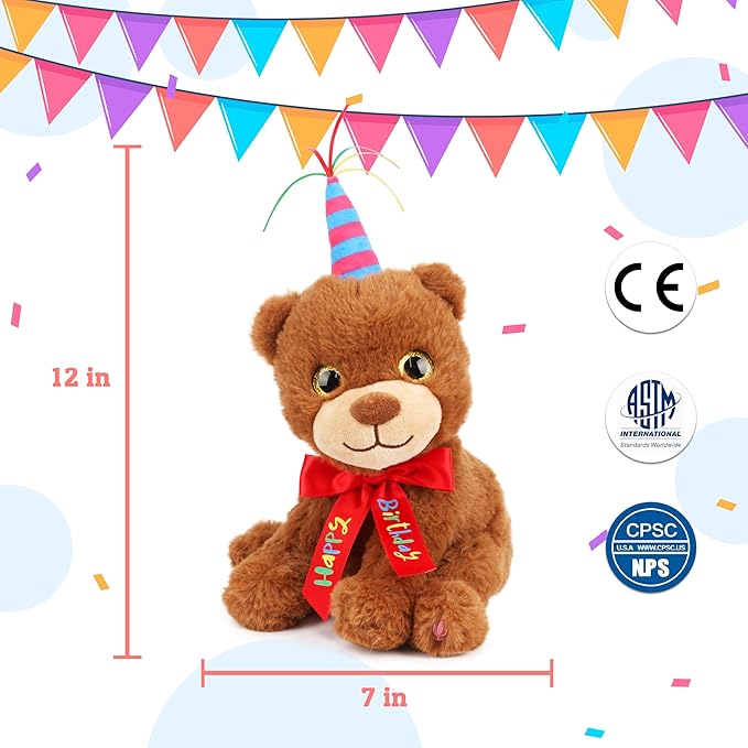 Cuteoy Musical Birthday Bear Repeat What You Say Interactive Animated Stuffed Animal Shaking Singing Dancing Turning Circle Plush Toy Electric Plushies Gifts for Kids Girls Boys Birthday