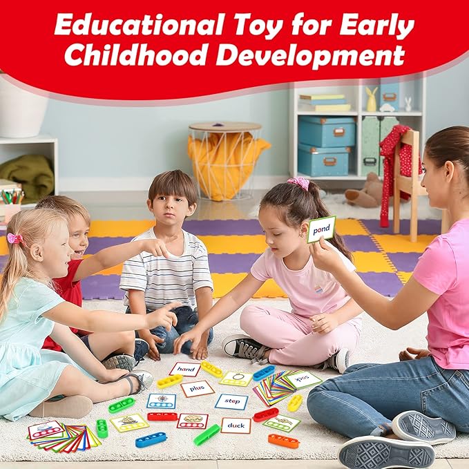 Aizweb CVCC & CCVC Word Game,Phonics Games Flash Cards for Preschool Kindergarten Classroom Supplies,Special Education Reading Manipulative Montessori Spelling Toy for Learning Activity Teacher School