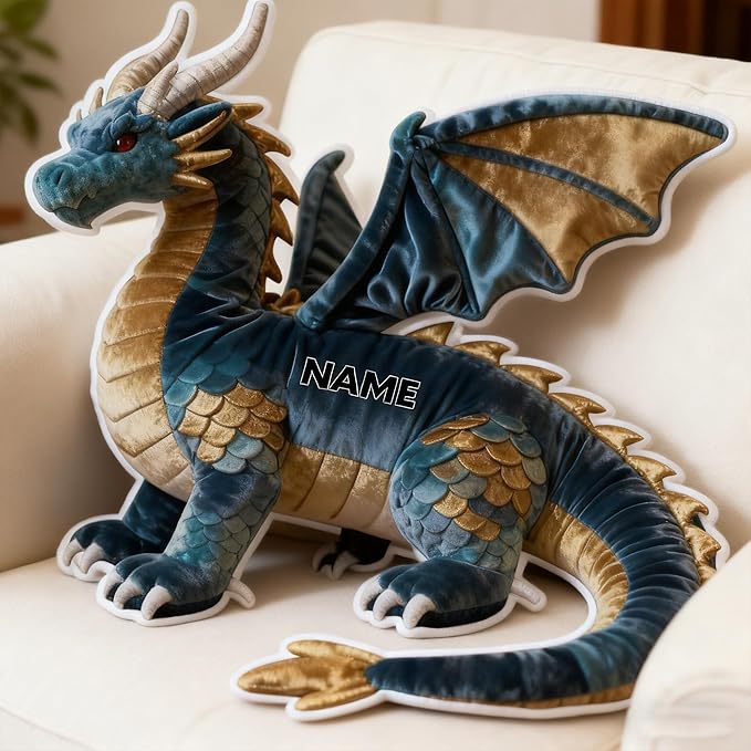 Custom Dragon Shaped Pillow Cute Personalized Name Plush Doll, Double-Sided Construction Engineering Vehicle Pillow for Kids, Birthday Gifts for Boys and Girls Sofa Decorative Pillows 8-32in