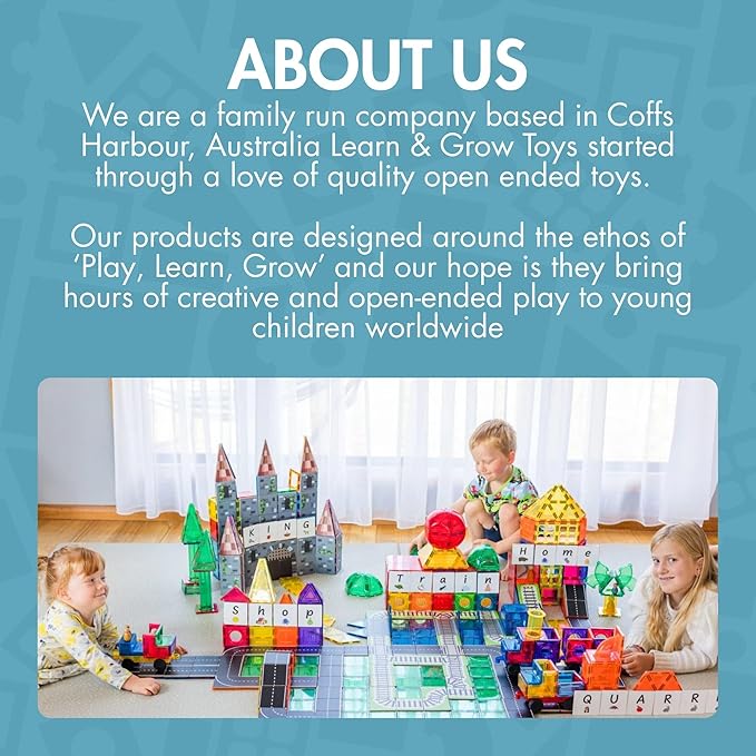 Learn & Grow 110PCs Magnetic Tile Building Set - Kids Magnetic Tiles, Magnet Tile Sets for Boys & Girls, STEM Science & Math Learning Toys - Classroom Construction Toys for Toddlers & Kids Age 3+