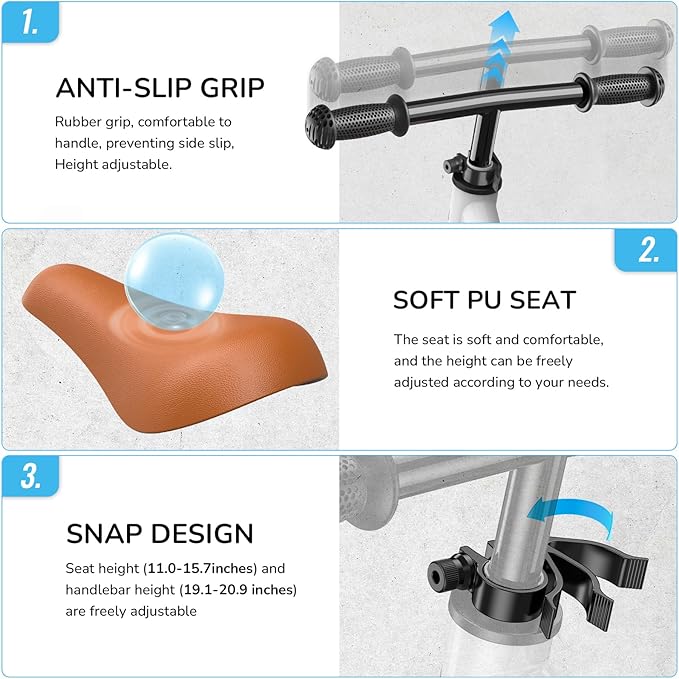 Umatoll Toddler Balance Bike 2 Year Old, Kids Bike Toy for 18 Months to 5 Years Old, Tool-Free Adjustment, Birthday Gifts for 2-3 Boys Girls, No Pedal