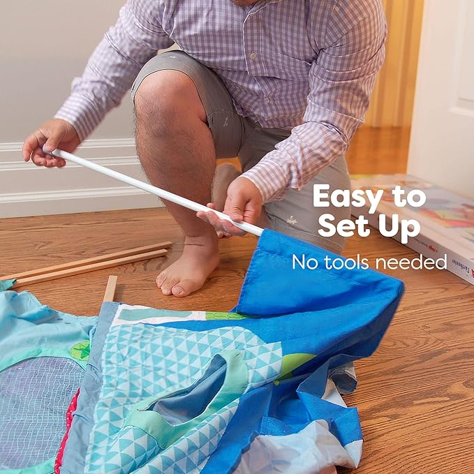 HABA Doorway Puppet Theater - Space Saver with Adjustable Rod: Ideal for Pretend Play, Hand Puppets, Educational Kids Activities, & Toys for Toddlers 3 Years and Up