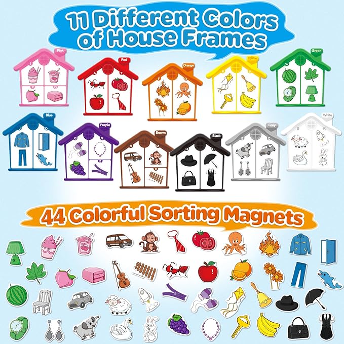 Torlam Magnetic Color Sorting Toys Alphabet Games Learning ABC Letter Recognition Color Shape Matching Fridge Magnets for Kids, Preschool Learning Activity Toddler Magnets for Refrigerator Whiteboard