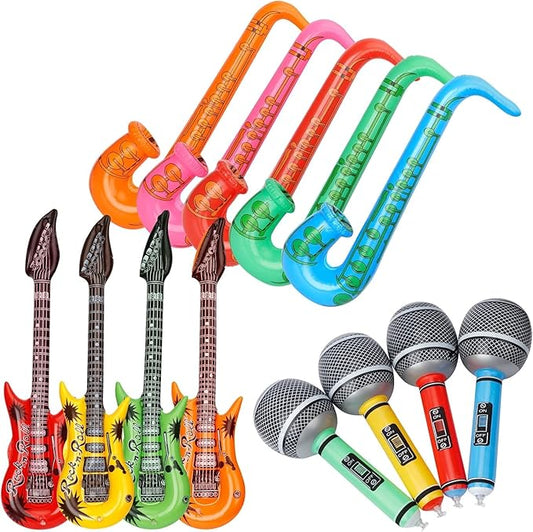Inflatable Musical Balloons Photo Booth Props Guitar Christmas Halloween Decoration Saxophone Microphone Balloon Instrument Toys, Party Supplies Favors Decorations