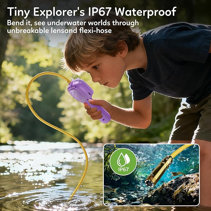 Kids Borescope Toys Camera with Light for 4-10 Years Old Boys Girls Birthday Gift 32GB Type-C Rechargeable STEM Science Educational Toy Snake Scope Camera for Outdoor Camping Nature Exploration