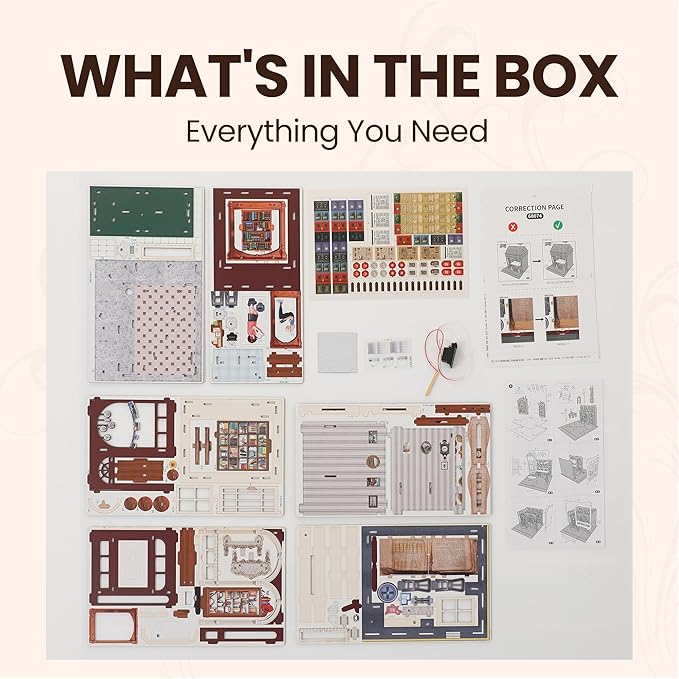 Book Nook Kit - DIY Miniature House Kit for Adults, Dollhouse Booknook Tiny House Bookshelf Decor 3D Wooden Puzzle Street Model, Ideal Gift for Book Lovers, Family, Friends (Book Store)