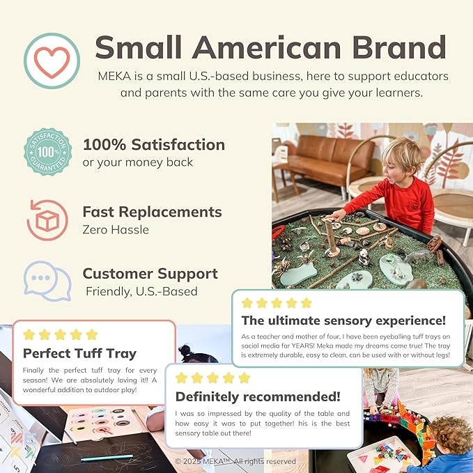 MEKA Large (38"x38") Tuff Tray Black with Artificial Grass Insert Play Mat Bundle, Activity Sensory Tray Plus Stand Children, Outdoor Play Sand and Water Table for Toddlers and Kids, Toy Boys Girls