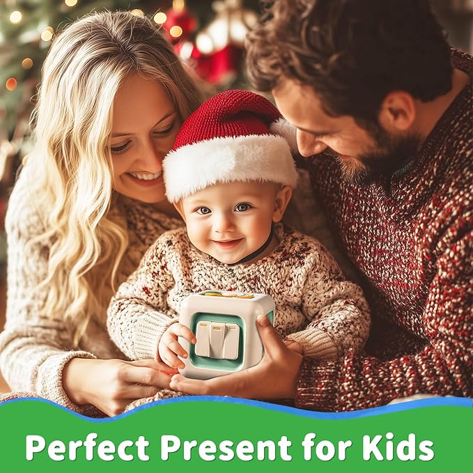 Busy Cube Toy, Sensory Toys for Toddlers 1-3, Baby Car Seat Toys 12-18 Months, Toddler Airplane Travel Toys Age 1-2, Learning Fine Motor Skills, 1st Birthday Gifts Stocking Stuffers