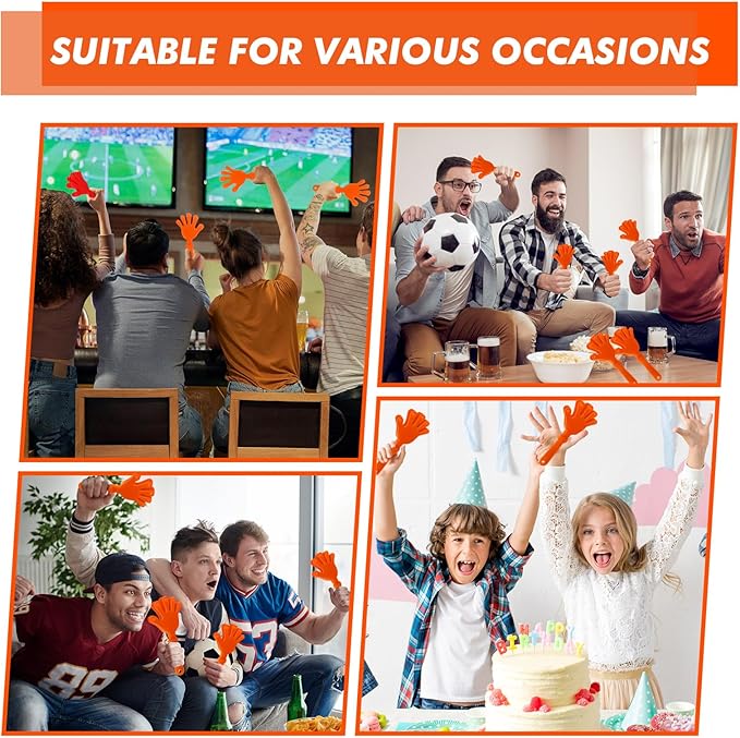 36 Pcs Hand Clappers Noisemakers 7.5 Inch Clappers Noisemakers Plastic Hand Clappers for Birthdays Game Football Sporting Events Cheers Supplies Dance Basketball Football Noisemakers（Orange）