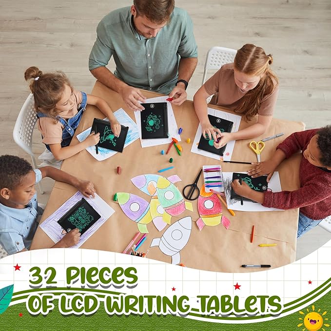 Zhehao 32 Pcs Mini LCD Writing Tablet 4.5 Inch Educational Toys Learning Writing Pad Erasable Drawing Pad Reusable Learning Toy Gift Preschool Art Board for Girls Boys Birthday Favor(Black)