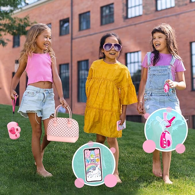 Toddler Play Purse for Little Girls, 35PCS Kids Purse with Pretend Play Princess Toys Includes Handbag, Camera, Phone, Wallet, Key, Kids Purse Birthday Gift for Girls Toddler Age 3 4 5 6+