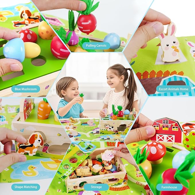 KMTJT Toddlers Montessori Wooden Toys for 1 Year Old: Baby Toys 12-18 Months | 1st One First Birthday Gifts for 1-2 Year Old Girls Boys | Educational Learning Fine Motor Skills Toy