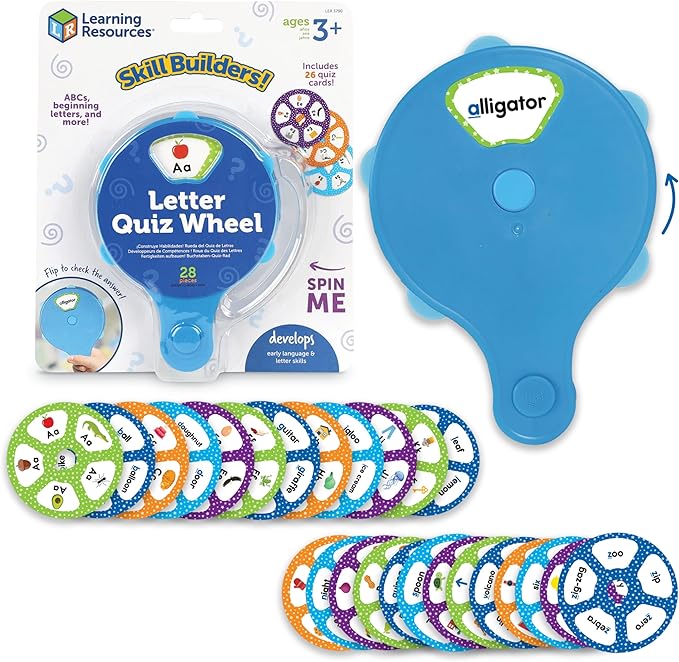 Learning Resources Skill Builders! Letter Quiz Wheel, Alphabet Flash Cards, Reading Games, Sight Words Flash Cards Kindergarten, Ages3+, 28 Pieces