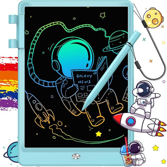 FLUESTON LCD Writing Tablet, Doodle Board Toys Gifts for 3-8 Year Old Girls Boys, 10 Inch Colorful Electronic Board Drawing Pad for Kids, Christmas Gifts for Toddler Educational Learning Travel, Blue