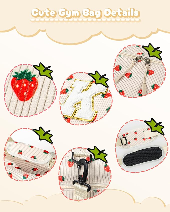 Sweet 16 Gifts, Girls Gym Bag, Kids Personalized Weekend Duffel Bags with Shoe Compartment, Initial Travel Tote with Makeup Bag, Gift for Ballet Dance Gymnastics Girl (Letter W)