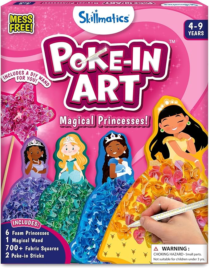 Skillmatics Poke-in Art - Magical Princesses, Mess-Free Fun for Kids, DIY Wood Craft Kits, Creative Activity, Christmas Gifts for Girls & Boys Ages 4, 5, 6, 7, 8, 9