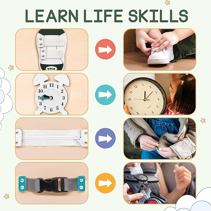 Busy Board Bear for Toddlers Wooden Montessori Toys, Wooden Controller Sensory Toy for Autistic Children & ADHD Sensory Board for Education & Learning Green