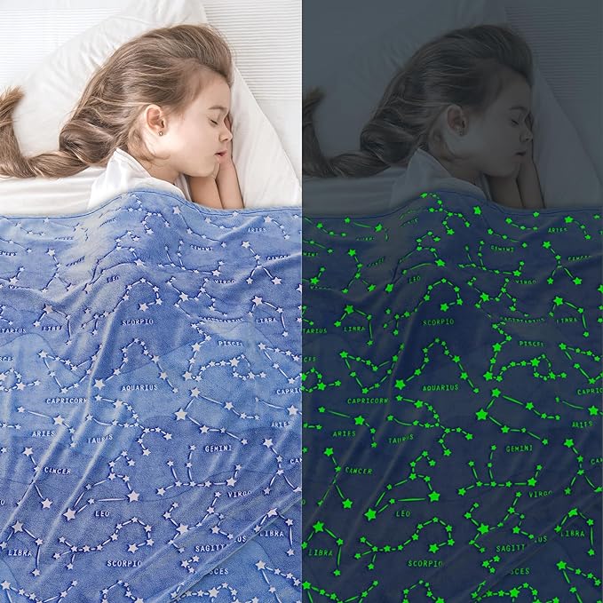 Birthday Gifts for Kids Boys Girls Women Glow in The Dark Blanket Soft Constellation Blanket Astronomy Constellations,Space, Solar System,Star Lovers Gifts for Men, Women, Teen, Boys Girls