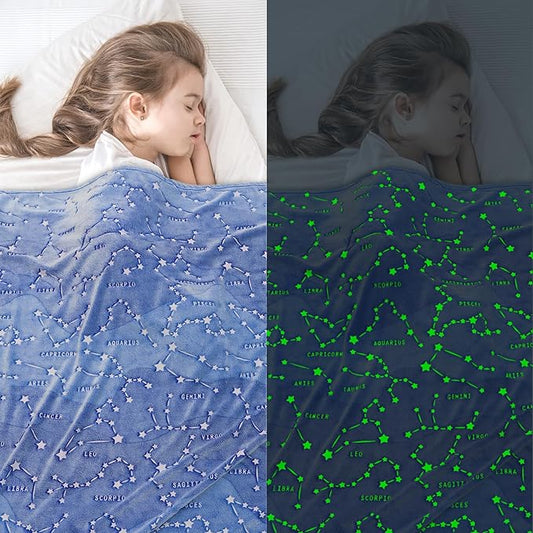 Birthday Gifts for Kids Boys Girls Women Glow in The Dark Blanket Soft Constellation Blanket Astronomy Constellations,Space, Solar System,Star Lovers Gifts for Men, Women, Teen, Boys Girls