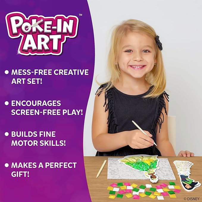 Skillmatics Poke-in Art - Disney Princesses, Mess-Free Fun for Kids, DIY Wood Craft Kits, Creative Christmas Gifts for Girls Ages 4, 5, 6, 7, 8, 9, Includes Cinderella, Ariel, Moana, Rapunzel & More