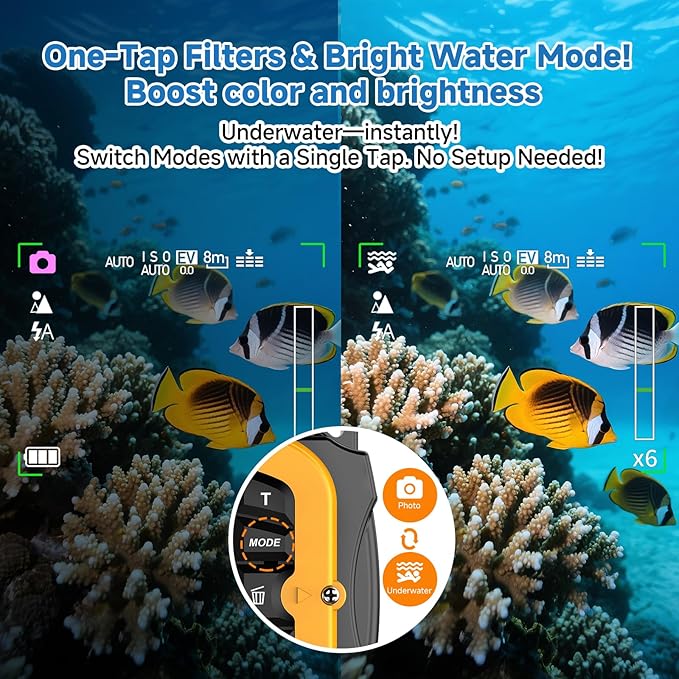 Underwater Floating Digital Camera – 48MP HD Bare-Body Waterproof Camera, No Case Needed for Underwater Fun & Childhood Memories (Yellow)