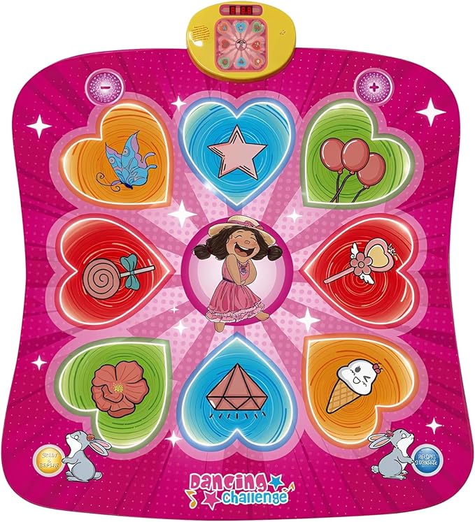 Kids Pink Anime Dance Mat, Foldable Easy-Store, Soft Non-Slip Easy-Clean, Built-in 5 Songs & Multiple Fun Challenge Stages, Boost Sports Talent, Ideal for Child Ages 3+