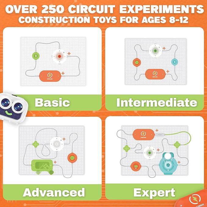 Science Kits for Kids - STEM Kits for Kid, Electronics Exploration Kit, Over 440 Projects, 16 Circuit Parts, STEM Toy Educational Gifts for Kids Boys Girls Ages 3 4 5 6 7 8 9 10 11 12