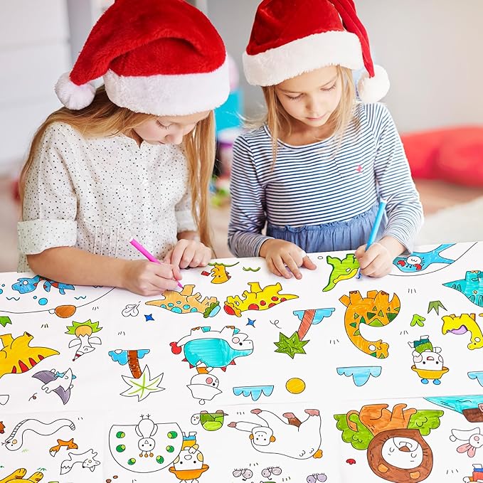 Jar Melo Dinosaur Coloring Roll for Kids -Sticky No Mess Coloring Poster for Toddlers, 118×15.74 Inches Large Coloring Tablecloth, Drawing Paper for Kids' Easel Ideal Gifts for Home Birthday Party