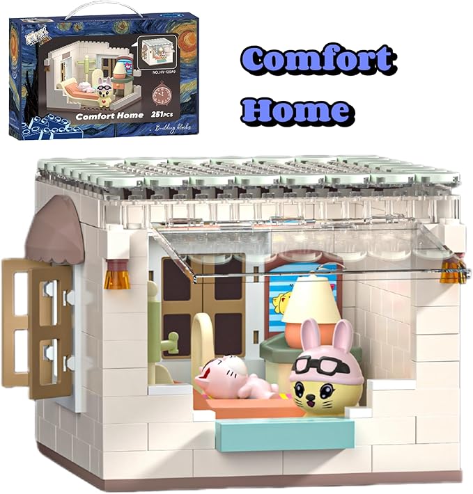 Koko's Cat Town DIY Miniature House Kit,Tiny House Bedroom Building Kit,Purrfect Dollhouse with 251PCS,Cat Toys Gift for Teens Kids Ages 3+,Dollhouse for 3 and up