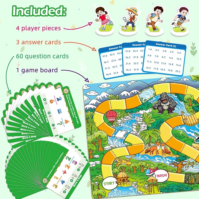 Forest Fraction Board Game|Math Games for Kids|Fraction Play Games - Gr. 3-4|Educational Learning Board Games for Boys and Girls|Classroom Travel Indoor Outdoor Family Game