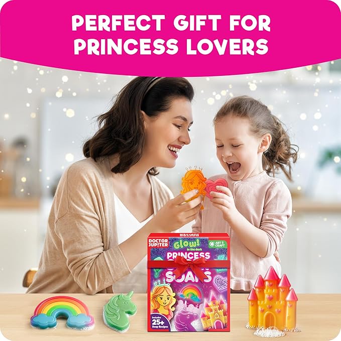 Doctor Jupiter Princess Super Soaps - Soap Making Kit for Kids Ages 4+ | Science Kit for Kids 4-5-6–7-8-12 Year Olds | Birthday Gift Ideas for Girls, Unicorn Toys, Summer Activities