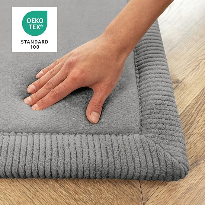 Premium Baby Playmat for Floor 40" x 60" Dark Gray – Cloudsoft Coral Velvet Memory Foam Rug for Crawling – Non-Slip, Water-Resistant, Non-Toxic, Easy-Care Muscle Mat – Thick Play Mat for Baby