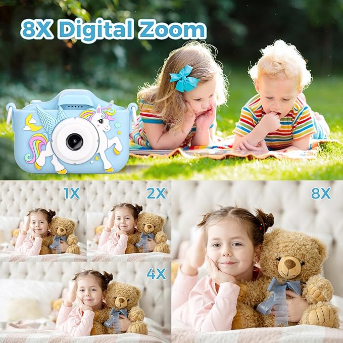 KANAD Kids Camera for 3-12 Year Old Girls, 1080P HD Digital Camera with 32GB SD Card, Shockproof & Easy-to-Use Toys for Camera, Christmas Stuffers Gifts for Kids, Encourage Creativity & Outdoor Play