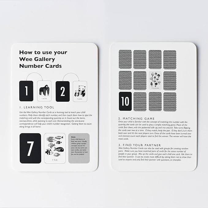 Wee Gallery Educational Flashcards for Babies, Double Sided Black and White Learning Flash cards, Nature Number Cards for Visual Stimulation and Cognitive Development of Infants and Toddlers