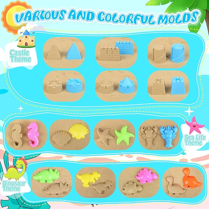 Beach Toys, Sand Toys for Toddlers 3-5, Sandbox Toys with Dump Truck, Collapsible Beach Bucket, Sand Castle Building kit, Sand Molds, Beach Shovel, Mesh Bag, Travel Toys for Kids Ages 4-8