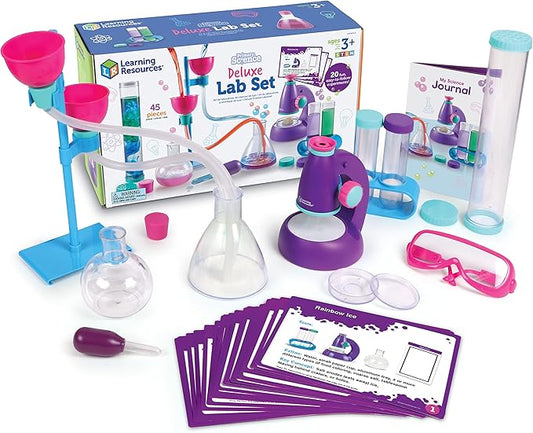 Learning Resources Primary Science Deluxe Lab Set - 45 Pieces, Ages 3+, Experiments for Kids, STEM Toys, Sensory Tube, Microscope for Students