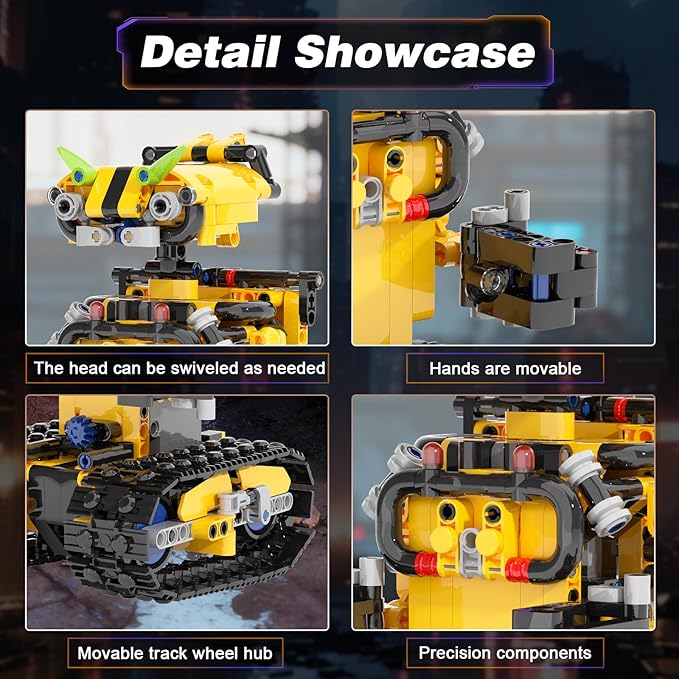 2 in 1 Robot Set, 730 Pieces Remote Control and APP Controlled Robot or Bulldozer, Building Blocks Toys STEM Project for 8 9 10 11 12 13 14 Years Old, Christmas Birthday Gift for Boys