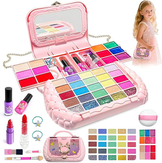 49Pcs Kids Makeup Kit for Girl - Kids Makeup Sets for Girls 5-8, Real Washable Girls Makeup Kit, Little Girl Makeup Set & Princess Toys Christmas Birthday Gift for 3 4 5 6 7 8 9 10 11 12 Year Old