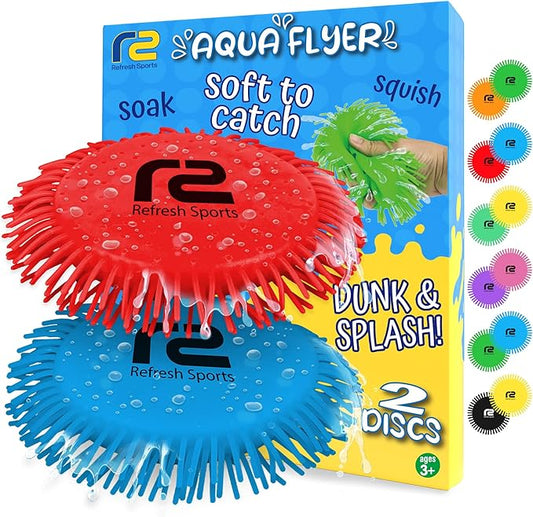 Beach Games Flying Disc Pool Toy: 2 Pack Water Discs for Kids - Soaks The Target On Impact - Best Outdoor Swimming Pool Toys for Kids - Fun Beach Games & Soft Toy Water Toys Ages 4-8 8-12 +