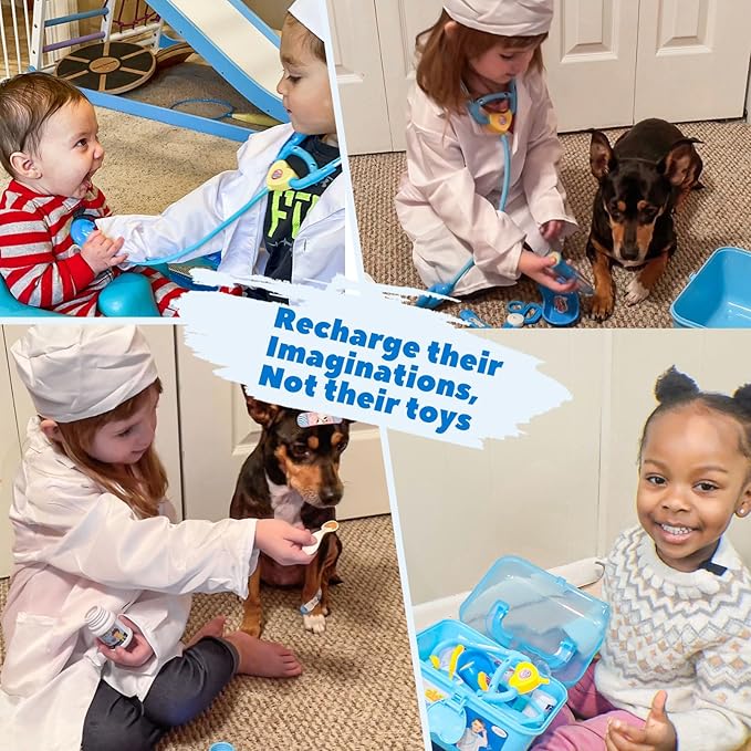 Liberry Doctor Kit for Toddlers 3 4 5 Years Old, Kids Doctor Play Set for Girls Boys Toy, Pretend Play Medical Kit with Stethoscope & Costume for Christmas Birthday Gift Blue