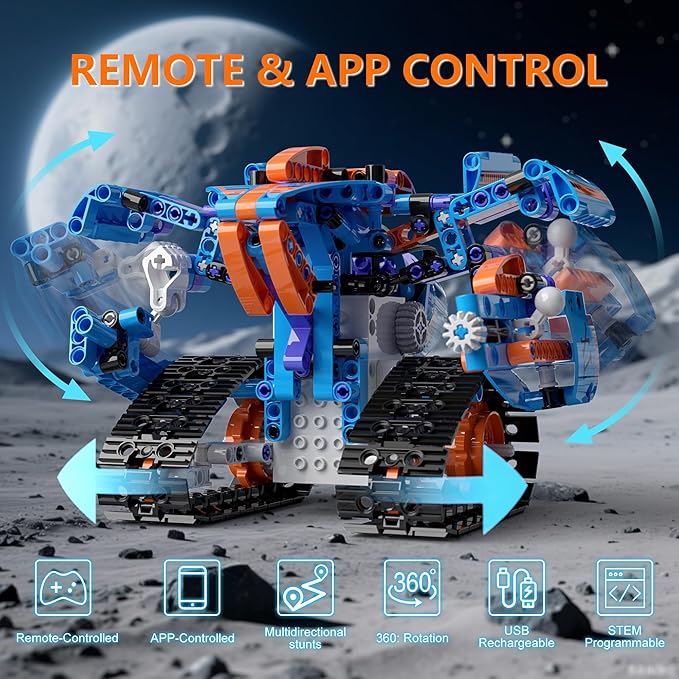 5in1 Robot Building Kits for Kids 6-12, APP & Remote Control STEM Robot Building Toys for Kids Science Learning, Technic Coding Tank Truck Stem Building Sets, Erector Set for Boys Girls Xmas Gifts