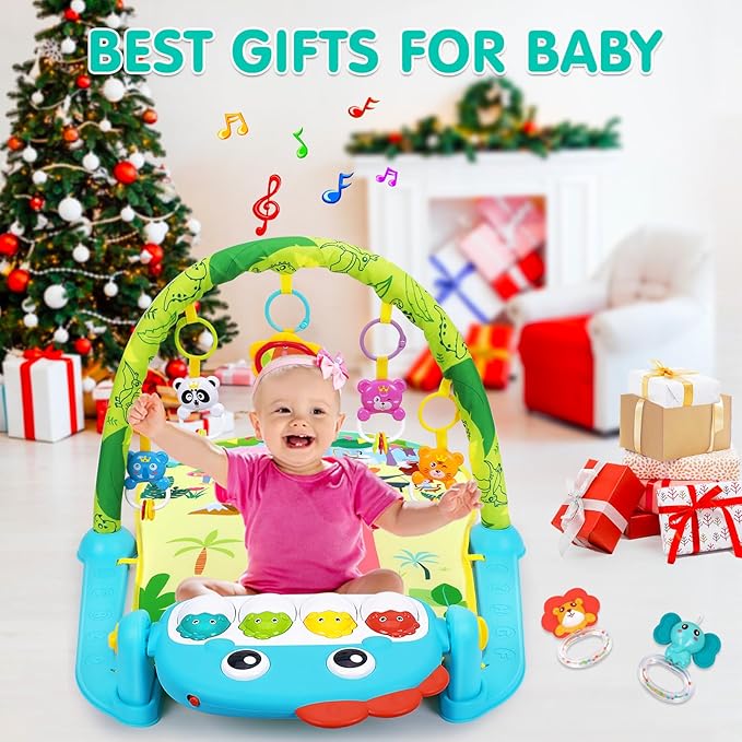 UMIKU Baby Play Mat Baby Toys Tummy Time Mat Activity Center for Newborn Infant Piano Tummy Time Music & Light Infant Boy Girl Gifts for Babies Toys 0-3 3-6 6-12 Months, Dinosaur Style