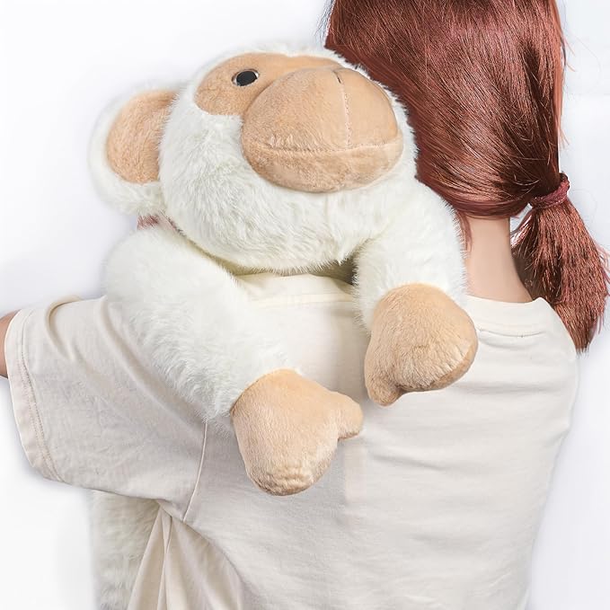 Niuniu Daddy 20" | 3.3 Pound Monkey Weighted Stuffed Animals, Large White Monkey Pillowfort Plush Lap Animal Toys for Kids Adults, Giant Plushy Body Pillow for Gifts Birthday Christmas Holiday