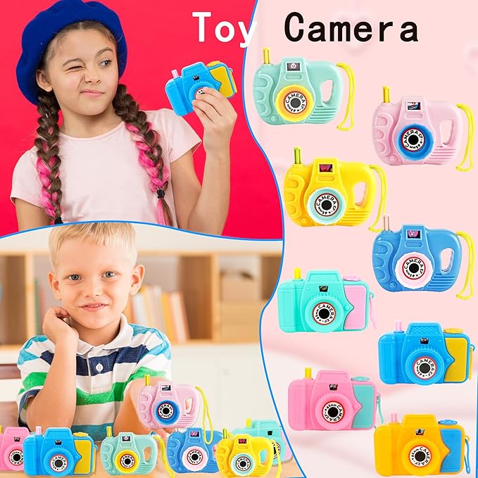 32 Pcs Mini Toy Camera Bulk Set Plastic Camera with Lmages in Viewfinder Pretend Play Prop for Kids Birthday Party Favors Classroom Prizes Goodie Bag Fillers