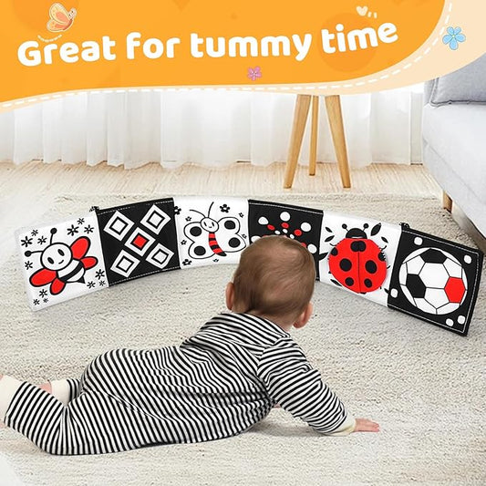 Newborn Black and White High Contrast Baby Book for 0-3 Months Brain Development, Tummy Time Sensory Infant Toys, Montessori Essentials for 0-6-12 Months Gifts