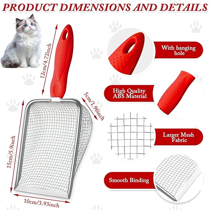 Beach Mesh Shovel, Sand Sifter Kids Filter Sand Scooper for Shells Collecting and Filter Sands, Stainless Steel Beaches Shovel for Boys and Girls,Kid Beach Toy,Gift for Children's Day(red)