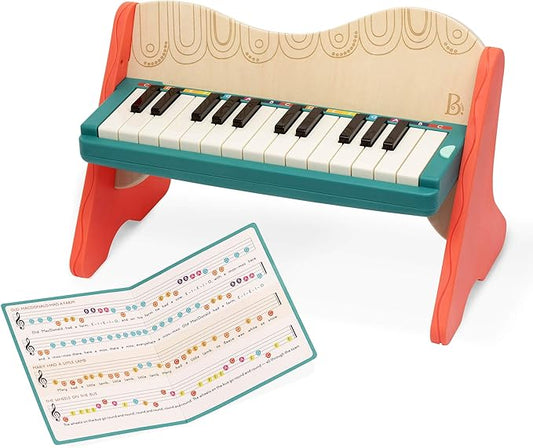 B. toys – Wooden Toy Piano for Toddlers, Kids – Color – Coded Keys with Songbook – Musical Instrument for Early Learning & Creativity – 3+ Years – Mini Maestro