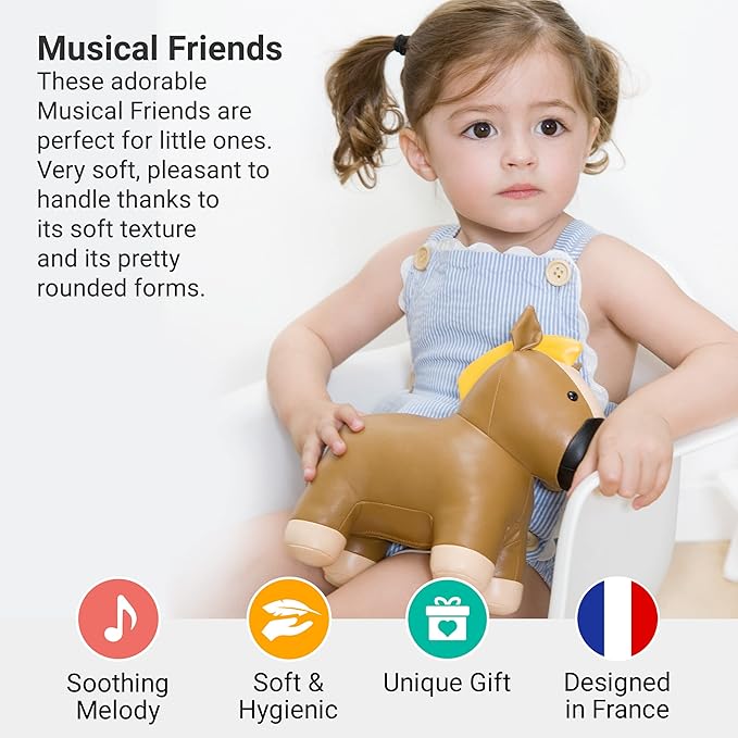 Little Big Friends Musical Baby Toy – Soft Plush Pull-String Cord Classical Toy for Baby & Toddlers | Soothing Stuffed Cuddly Animal Gift | Charles The Horse